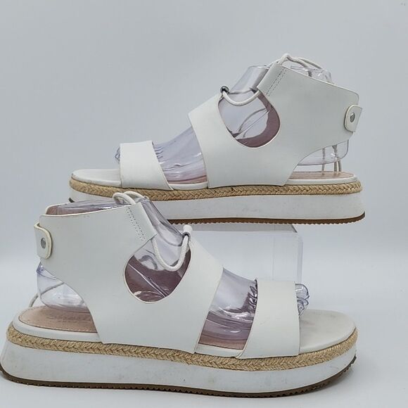 Shellys London White Strappy Leather Espidrille Sandals Womens Size 10 EU 41 - Picture 1 of 10